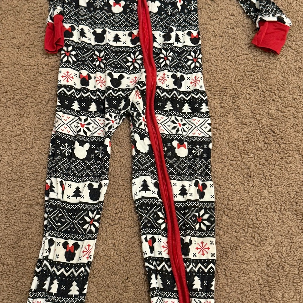Disney Festive Mickey Mouse Kids Footie - Black, White, and Red